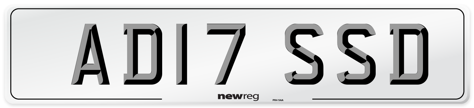 AD17 SSD Number Plate from New Reg